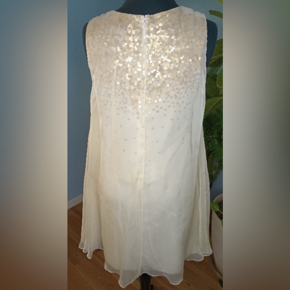 Ted Baker London Just For You Hasse Chiffon Over Gold Sequined A-line Mini Dress - Picture 5 of 9